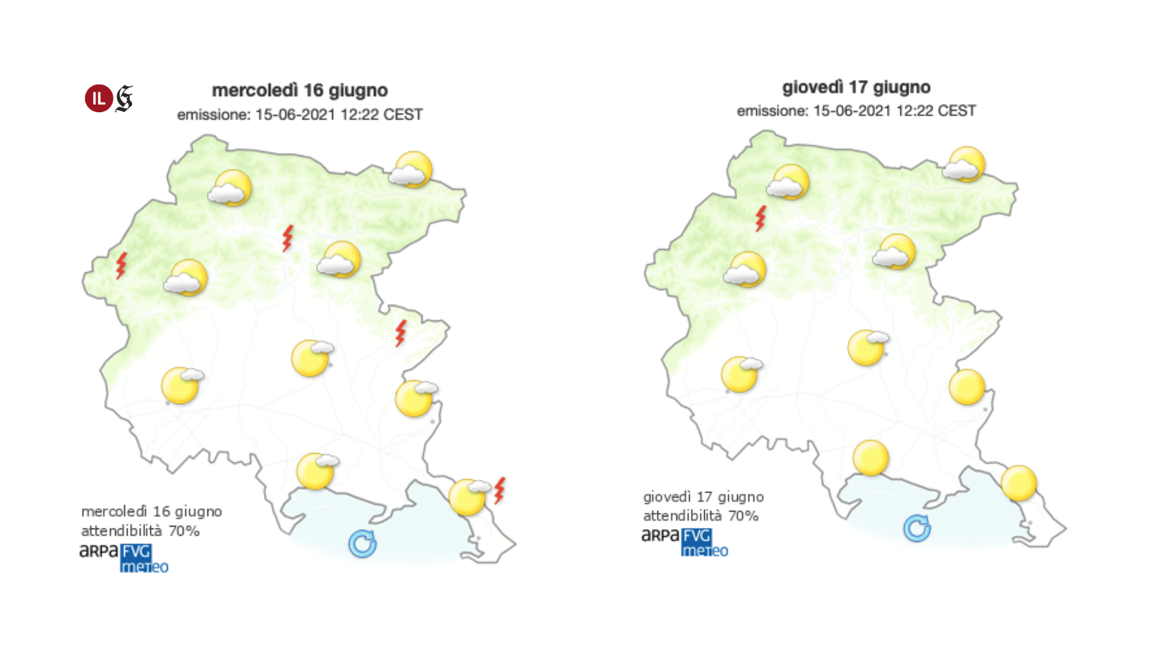 Rimane caldo e sole sul Goriziano, possibile instabilità con temporali